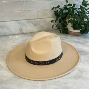 Studded Strap Flat Brim Hat